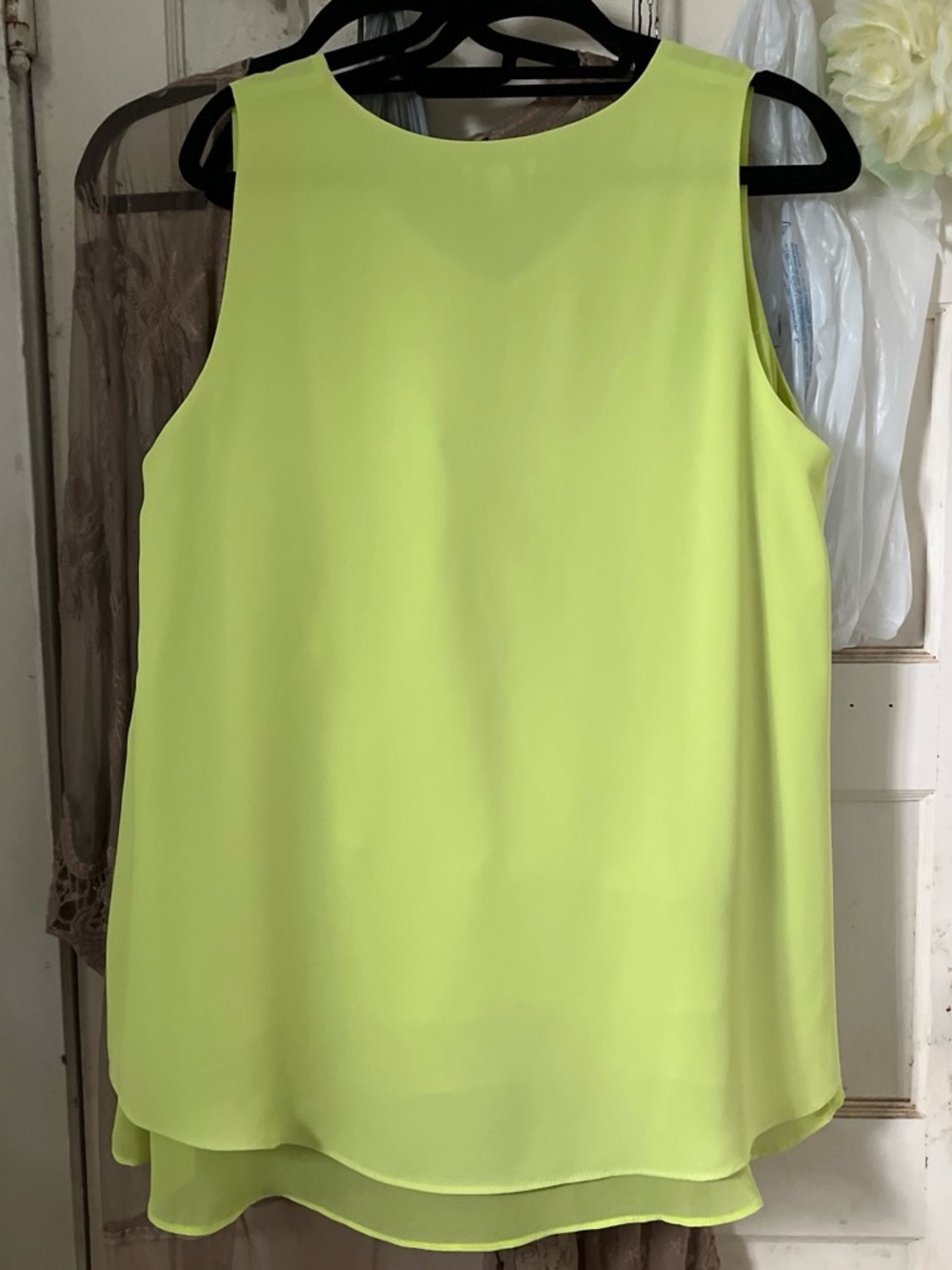 Cato Neon Lime Layered V-Neck Sleeveless Tank Top - Picture 2 of 5